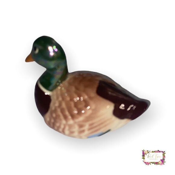 Vintage Miniature Ceramic Porcelain Hand Painted Mallard Duck Figurine - Picture 4 of 14